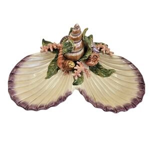 Fitz & Floyd Classics Seashell Divided Relish Serving Dish Coral Shell Coastal